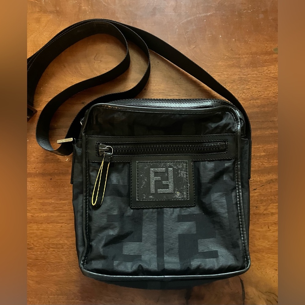 Authentic Fendi FF Nylon Crossbody Bag